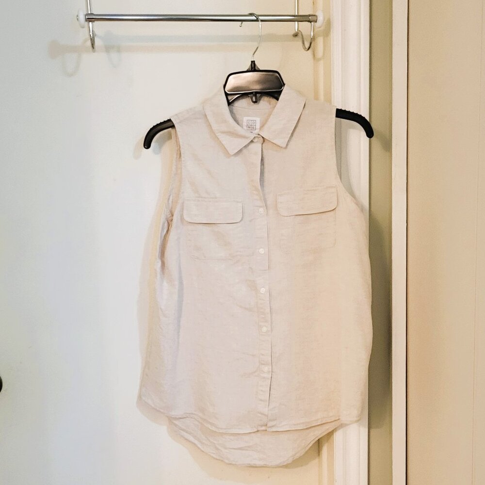 CORE life Sleeveless Blouse with Collar - 100% Linen